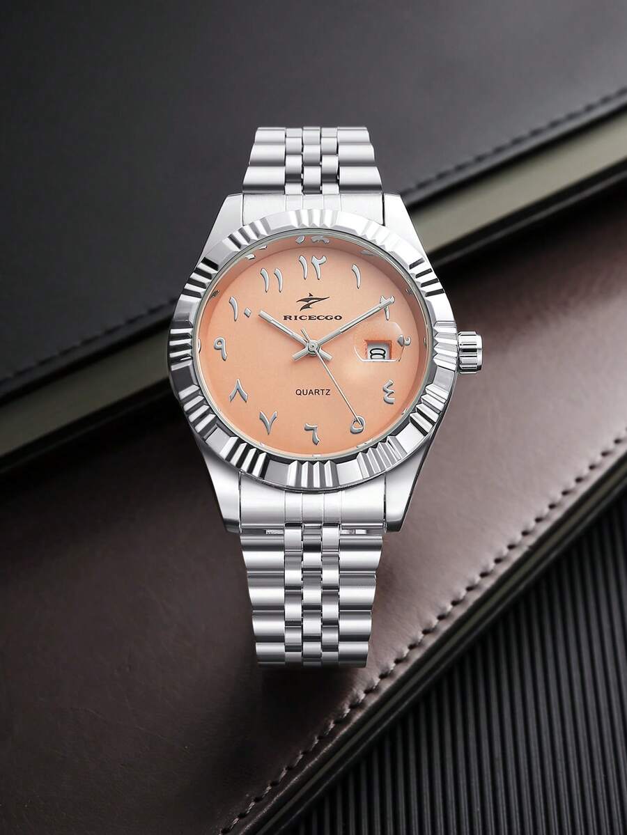 RICECGO Men's Business Calendar Watch, Unique Dial & Exotic Design, Perfect Gift For Daily Commute, Men's Fashion Accessory - Silver - View 1