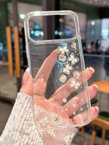 新款時尚奢華蝴蝶水鑽手機殼，適用於 iPhone 18 Pro Max/18 Pro/18/17 Pro Max/17 Pro/17/16 Pro Max/16/16 Pro/16 Plus/15/15 Pro Max/15 Pro/15 Plus/11/13/14 Pro Max/13 Pro/13 Pro Max/14 Pro/14 Pro Max/14 Plus，高端美學風格，耐磨防刮、防震防摔，日常使用全方位保護 - 無色 - 查看 3