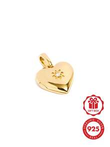 925 Sterling Silver Plated Unique Zirconia Heart Shaped Pendant, Suitable For Girls - Unique Heart Pendant - View 1