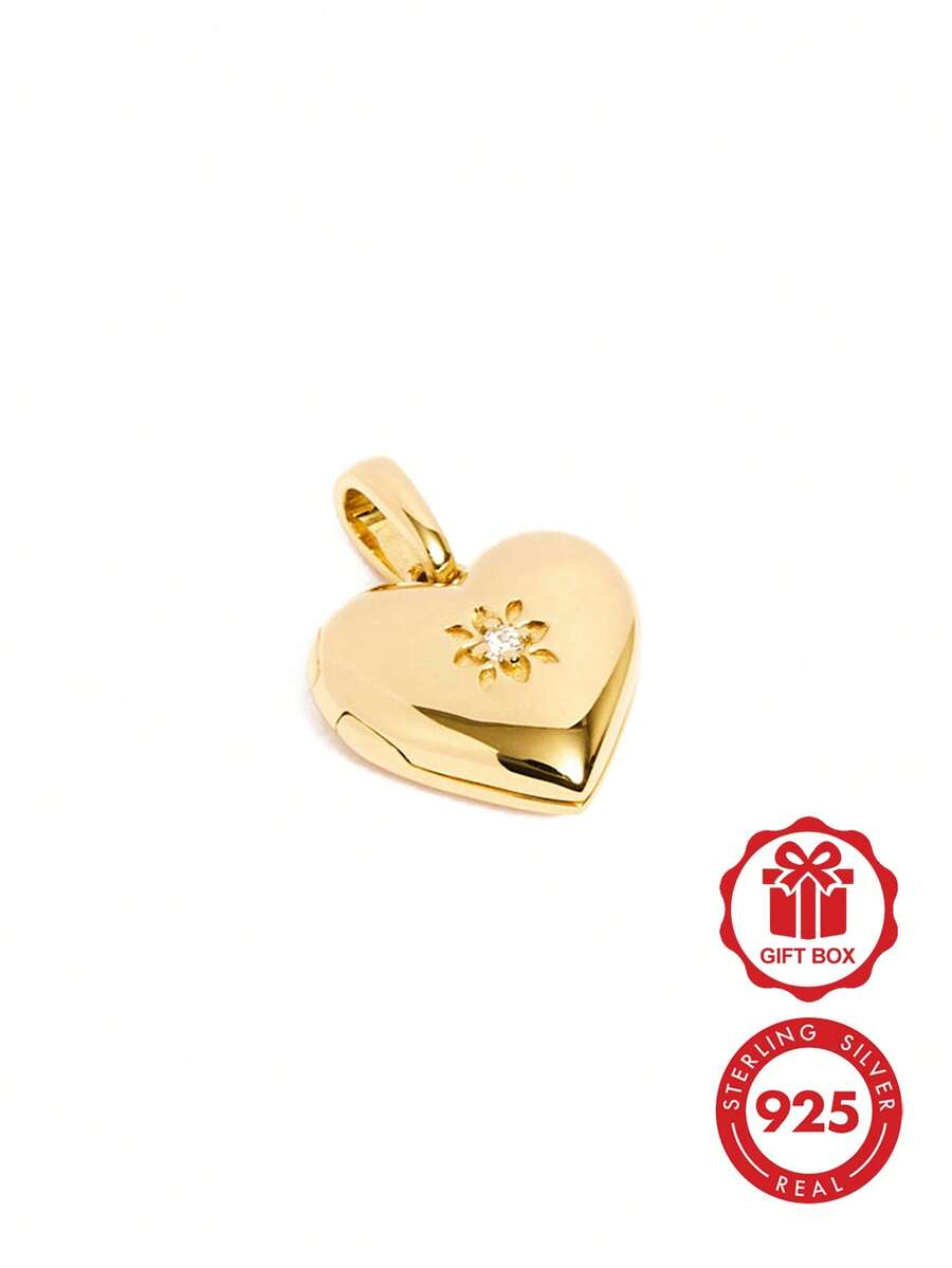 925 Sterling Silver Plated Unique Zirconia Heart Shaped Pendant, Suitable For Girls - Unique Heart Pendant - View 1