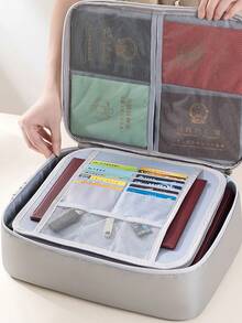 Document Bag With Lock, Fireproof 3 Layer File Storage Case With Water Resistant Zipper, Portable Travel Home Organizer For Laptop Files Certificates - 黑色 - 查看 5