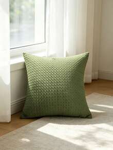 Quilted Velvet Throw Pillow Cover, Soft Plush Textured Decorative Cushion Case, Solid Color Wave & Dot Pattern Pillow Cover For Sofa Couch Bedroom, Cozy Home Decoration - Pink - View 9