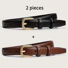 2 Packs Casual Fashion Belt With Simple And High-End Feel, Needle Buckle Double Loop Belt Suitable For Daily Wear - Multicolor - View 1