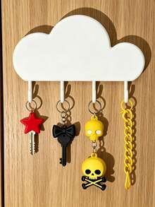 1pc Cloud HOME Wall Mounted Key Holder Entryway Storage Rack Decor With Hooks For Keys, No Drilling Required, Home Living Room Decoration - Multicolor - View 11
