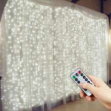 1pc USB Powered Curtain Lights, 8 Functions LED Atmosphere String Lights For Indoor Holiday Lighting, Wedding, Birthday Party, Bedroom, Window, Living Room, Background Wall Decoration (Remote Control Without Battery) - USB Curtain Light - View 5