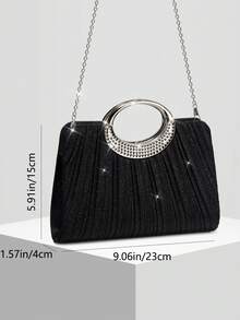 New European And American Style Women's Evening Bag, Glitter Material, Premium Niche Crossbody Bag, Wedding Season, Mother's Day Gift - Black - View 6