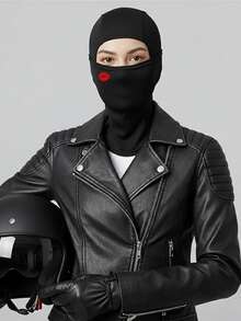 Red Lip Print Balaclava, Breathable Mesh Motorcycle Full Face Mask, Windproof & Dustproof Y2K Street Style Women's Headwear, Suitable For Riding And Daily Fashion - Multicolor - View 10