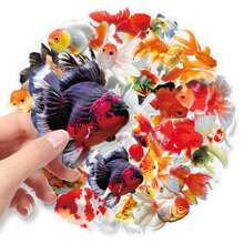 50 piezas Pegatinas transparentes de pez dorado, decoración de animal de pez pequeño realista, material de pegatinas para acuario de peces PET y álbum de recortes - Multicolor - Ver 7