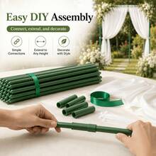20/40-Piece Green PVC-Coated Garden Support Poles With Direct Connectors, DIY Decorative Support Kit For Events, Suitable For Weddings, Graduation Parties, Balloon Garlands, Balloon Accessories, Floral Arrangements And Outdoor Climbing Plant Posts - 40PCS - View 8
