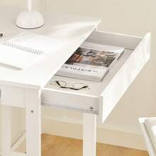 SoBuy Compact Desk Computer Desk With 1 Drawer And 2 Hooks Small Table For Home Office Work Table PC Table Furniture For Study White 60x77x40cm FWT43-W - White - View 11