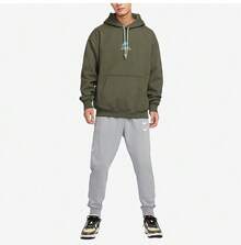 Nike Men's New Autumn/Winter Thermal Lined Embroidered Sport Letter Sweatshirt FV4024-325 - Army Green - View 2