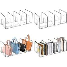 Paquete de 4 organizador bolsas de dama, con 5 Separadores, Estante Divisores de Almacenamiento para Bolsas de Clóset, Acrílicos Transparente Separadores de Libros - 01 - Ver 1