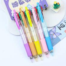 6pcs Simple Transparent Barrel Push Button 4-Color Retractable Ballpoint Pen Set 1.0mm Bullet Tip Smooth Writing Signature Pens For Students School Supplies Back To School Office Stationery - 款式隨機 - 查看 1
