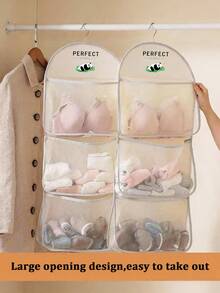 2pcs/3pcs, Children's Socks Storage, Adult Socks Storage, Underwear Storage Bag: Scientific Partitioning, Say Goodbye To Clutter, Single-Layer/Multi-Layer Design, This Allows You To Conveniently Categorize And Store Socks/Underwear/Bra/Scarves And Other Small Items, Keeping Each Item In Its Place, Avoiding Mutual Compression And Entanglement, Both Hygienic And Tidy; Suitable For Student Dorms/Shared Living Spaces With Limited Space: The No-Drill Hanging Design Does Not Damage The Wall, Making It A Burden-Free Storage Tool For Frequent Moves - Multicolor - View 7