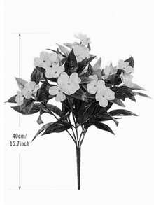 1/3pcs Vibrant Artificial Impatiens Flower Bouquet, Realistic Faux Flowers, Suitable For Outdoor Garden, Indoor Planter And Balcony Decoration, 15.7 Inches Tall, Low Maintenance, Durable And Bendable Stems, Artificial Flowers - Pink - View 3