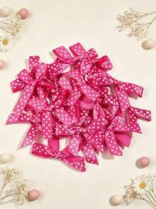(50 Pieces/Bag) Satin Polka Dot Bows, 4cm Ribbon Bow With Various Colors For Gift Decoration And Making Hairpin Headwear, DIY - Polka Dot Bow - View 19