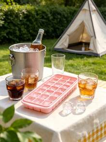 1pc 24-Compartment Transparent Silicone Ice Cube Tray, Easy To Unmold And Stackable, Suitable For Making Ice Cubes For Summer Drinks. Perfect For Kitchen, Parties And Home Use, A Must-Have For Back-To-School Season, And A Great Kitchen Gadget. - Multicolor - View 3