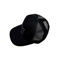 Gorra de béisbol para hombre estilo hip hop con letras, ajustable, transpirable y de malla para exteriores - Negro - Ver 1