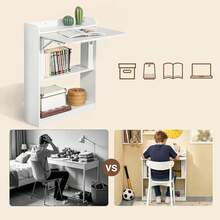SoBuy Home Office Folding Table Desk Computer Desk Workstation With 3 Shelves White W64 X D58 X H82cm FWT92-W - trắng - View 4