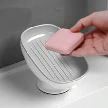 1Pc Shaped Soap Dish, Wall-Mounted Drainage Soap Holder Shelf, Soap Box, Keeps Soap Bar Dry And Clean, Easy To Clean, Bathroom Wall Mount Soap Rack, Extends Soap Lifespan Home Bathroom Decor Fall Decor Back To School - Multicolor - View 3