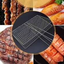 1pc Rectangular Wavy BBQ Grill Rack - Stainless Steel Material, Fish Clip, Meat, Vegetable, Suitable For Home And Outdoor Cooking, BBQ Accessories - Barbecue Net - View 8