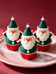 Juego de moldes de silicona para velas de aromaterapia DIY de Navidad, formas de árbol de Navidad 3D & Papá Noel lindo, moldes de jabón, yeso y resina hechos a mano, herramientas de decoración para hornear en casa, esencial para hacer regalos de vacaciones - Magdalenas navideñas - Ver 4