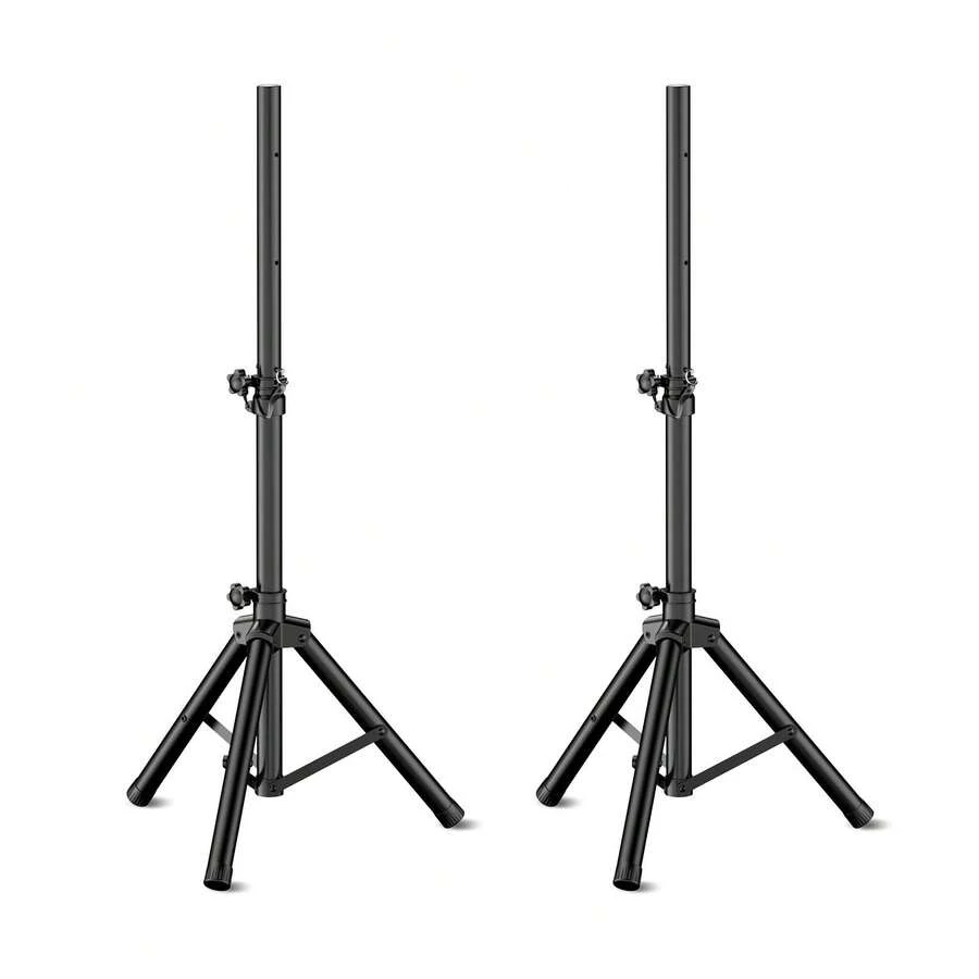 Pair Of Slim Mini Tripod Speaker Stands, Adjustable Height 33.5" To 53.5", PA DJ Short Speaker Stands With Pole Mount - one-size - View 1