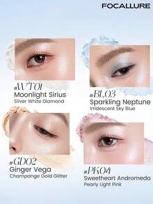 FOCALLURE Galaxy Glow Highlighter Makeup, High-Intensity Shimmering Dewy Finish, Long-Lasting Face Eye Body Luminosity, Transparent Sparkling Gloss, Multi-Angle Radiance, Silky Soft Cream Texture, Starry Sky Shimmering Effect - #WT01 Moonlight Sirius - View 7
