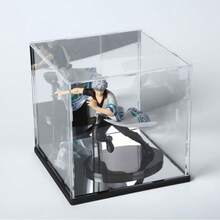 Caja de acrílico transparente, caja de exhibición práctica a prueba de polvo para figuras, modelos y coleccionables, exhibición de escritorio - Fondo negro + acabado espejo - Ver 2