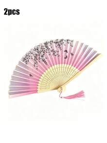 5/4/3/2/1件古典折扇，櫻花花瓣圖案，手工製作復古竹製折扇附流蘇－優雅女性禮物、婚禮伴手禮、傳統中式服飾手持扇，適合春夏、婚禮裝飾與家居裝飾 - 多色 - 查看 26
