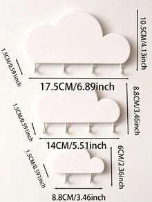 1pc Cloud HOME Wall Mounted Key Holder Entryway Storage Rack Decor With Hooks For Keys, No Drilling Required, Home Living Room Decoration - Multicolor - View 6
