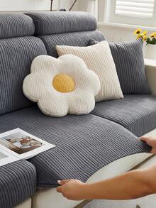 1pc Flocked, Quilted Geometric, Solid Color Sofa Cover, Waterproof, Dust-Proof, Dirt-Resistant, High Elasticity Sofa Cushion Cover, All Season Universal, Machine Washable, Style Non-Slip Sofa Cover, Living Room Sofa Protector Suitable For L-Shaped Sofa And 1234 Seat Sofa - Dark Grey - View 2