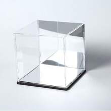 Caja de acrílico transparente, caja de exhibición práctica a prueba de polvo para figuras, modelos y coleccionables, exhibición de escritorio - Fondo negro + acabado espejo - Ver 7