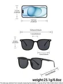 1 Pair Men's Square Fashion Glasses, Classic Colors, Lightweight Frame, Comfortable Wear, Suitable For Road Trips, Comes With Glasses Case - Multicolor - View 10