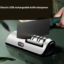 1pc Rechargeable Electric Sharpening Stone, Equipped With A Large Capacity Battery 1200mAH Electric Sharpener, With 2 Adjustable Levels Of Strength, Making It A Great Kitchen Assistant And A Great Gift - Multicolor - View 4