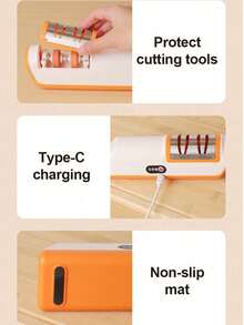 1pc Rechargeable Electric Sharpening Stone, Equipped With A Large Capacity Battery 1200mAH Electric Sharpener, With 2 Adjustable Levels Of Strength, Making It A Great Kitchen Assistant And A Great Gift - Multicolor - View 10