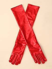 1 Pair Women's Sexy Faux Leather Long Arm Sleeves, Shiny Over-Elbow Gloves, Personalized Party & Evening Accessory, Cool & Chic Fashion Styling Piece, Light Luxury Gloves For Banquet/Party/Wedding - A - View 12