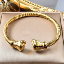 Men's 18K Gold Plated Stainless Steel Boxing Glove Open Spiral Bracelet, Daily Party Wear, Personalized Statement Jewelry - Gold - View 3