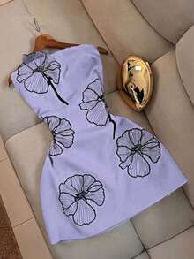 CURVE ajustado de talla con diseño floral 3D y cintura ajustada, estilo francés - Caqui - Ver 11