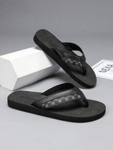HISQIM Men's Yoga Mat Flip-Flops With Arch Support And Comfortable Cushioning, Suitable For Both Indoor And Outdoor Use. - Black - View 1