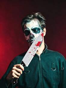 1pc-Halloween Bloody Fake Knife - Bloody Prop, Viral Bloody Pointed Plastic Simulation Knife, Halloween Decoration, Halloween Party Supplies, Halloween Photo Prop, Horror Prop, Simulation Halloween Knife, With Blood Stains, Create Horror Atmosphere, Halloween Costume Accessory, Suitable For Halloween, Ghost Festival Decoration Prank Prop, Haunted House Decoration, Photo Prop, Halloween Costume Prop - Multicolor - View 11