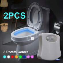 1 pieza Luz nocturna cuadrada de colores para el baño, luz de baño con sensor de movimiento, iluminación portátil que cambia de color - Multicolor - Ver 2