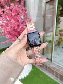 1 pieza Correa de reloj de moda para mujer de PC compatible con Apple Watch 38/40/41/42/44/45/46/49mm, correa de repuesto elegante para smartwatch compatible con Apple Watch Series 12 11 10 9 8 7 6 5 SE3 Ultra 4 3 2 1, SE y Ultra, accesorio de pulsera casual formal para uso diario, viajes al aire libre y fiestas, regalo para mujeres, amigas, familia y entusiastas de los relojes - Multicolor - Ver 6