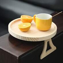 Sofa Arm Tray Table, Clip On Couch Armrest Tray, Foldable Wooden Snack Table For Drinks, Phone, Laptop And Breakfast - Multicolor - View 4
