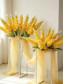 1PC Simulation Goldfish Scarecrow Made Flower Emerald Sparrow Artificial Flower Long Stem Hyacinth, With Realistic Texture, Suitable For Vase, Home, Wedding Decoration, Table Decoration, Birthday Gift, Autumn Decoration And Other Occasions - Yellow - View 5
