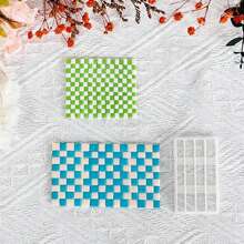 1pc Woven Texture Polymer Clay Cutting Mold For Earring Making - Checkerboard Grid Stripe DIY Handmade Tool, Suitable For Jewelry, Pottery And Clay Craft Projects - White - View 8