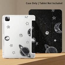 月亮星星行星圖案彩繪效果平板保護殼附支架，適用於 Honor 8/9/10/X8/X8A/X9/X8Pro/X9Pro/MatePad SE 11 吋/MatePad 11 吋/11.5 吋/MatePad Pro/Apple 10代/11代 2025 (A16)/Galaxy Tab A7/A9 及其他熱門機型 - 款式14 - 查看 6