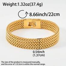 Fashionable Men Stainless Steel 18K Gold-Plated Geometric Cuban Bracelet Hip-Hop Style Suitable For Daily Gatherings Father Gifts Boyfriend Gifts - Gold - View 14