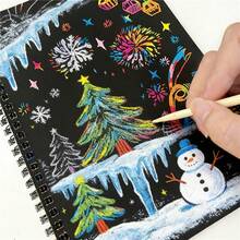 Rainbow Scratch Art Notebook Set, Black Scratch Art Supplies With Writing Pen, Creative Painting Set, Art Painting, Suitable For School Projects And Holiday Gifts, Durable Paper Material - RAINBOW SCRATCH PAPER NOTE-a - View 6