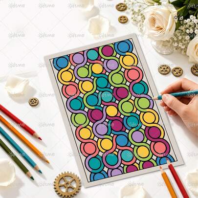Sách tô màu A4 "Satisfying Patterns", 24 thiết kế hình học & ảo giác quang học độc đáo, bao gồm nhãn dán thưởng ngẫu nhiên, hoạt động tô màu thư giãn, tỉnh thức giảm căng thẳng cho người lớn & thanh thiếu niên